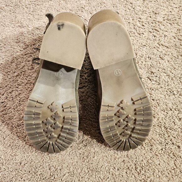 Carryn Lace Up Ankle Boots Womens 11 Olive Green Suede 2.5 Inch Block Heel - Picture 5 of 7